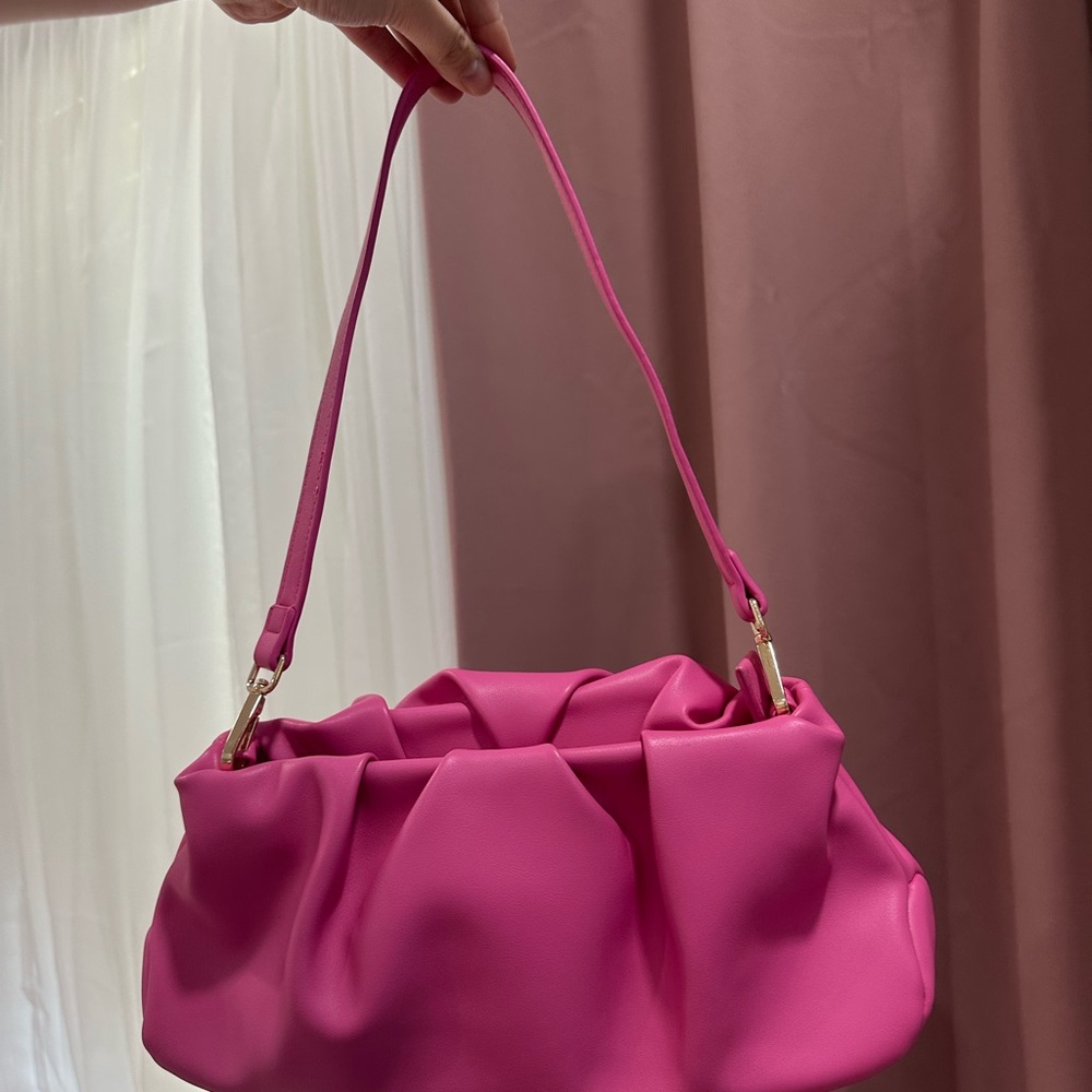 Pink Gathered Shoulder Bag - Unbranded